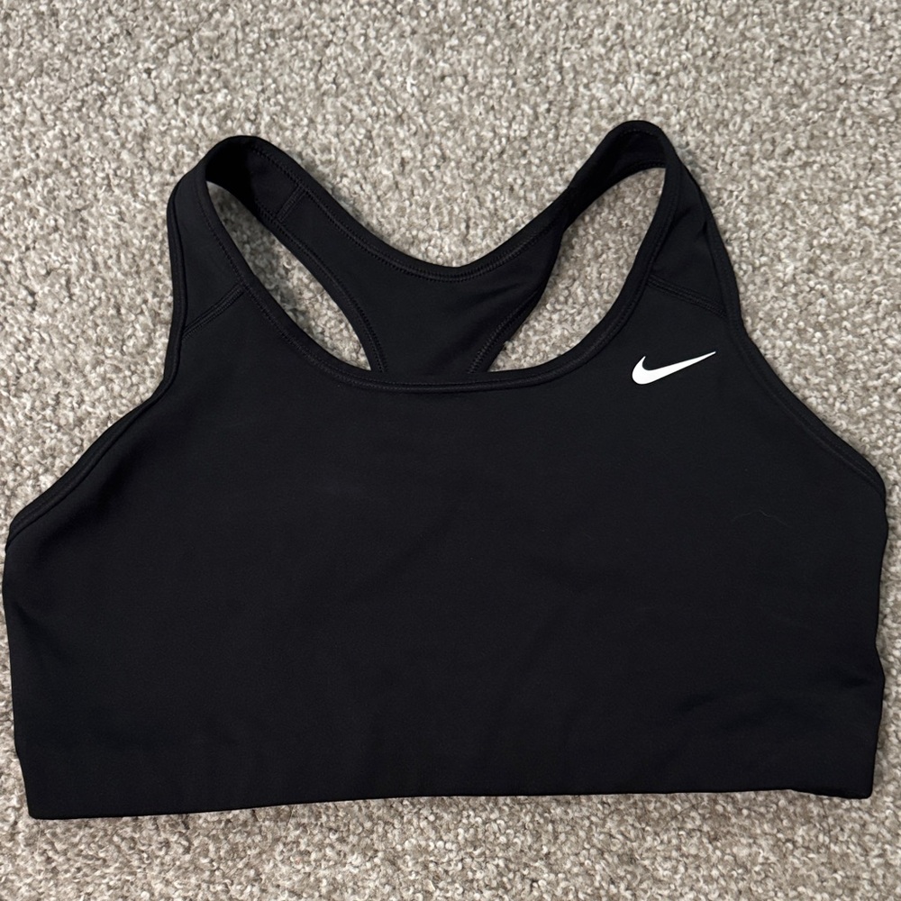 Nike Women's Black Sports Bra with White Logo